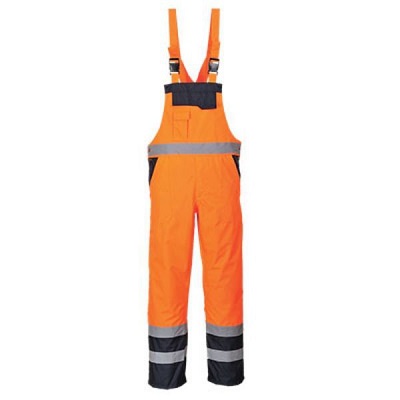 S489 CONTRAST BIB & BRACE LINED EN20471