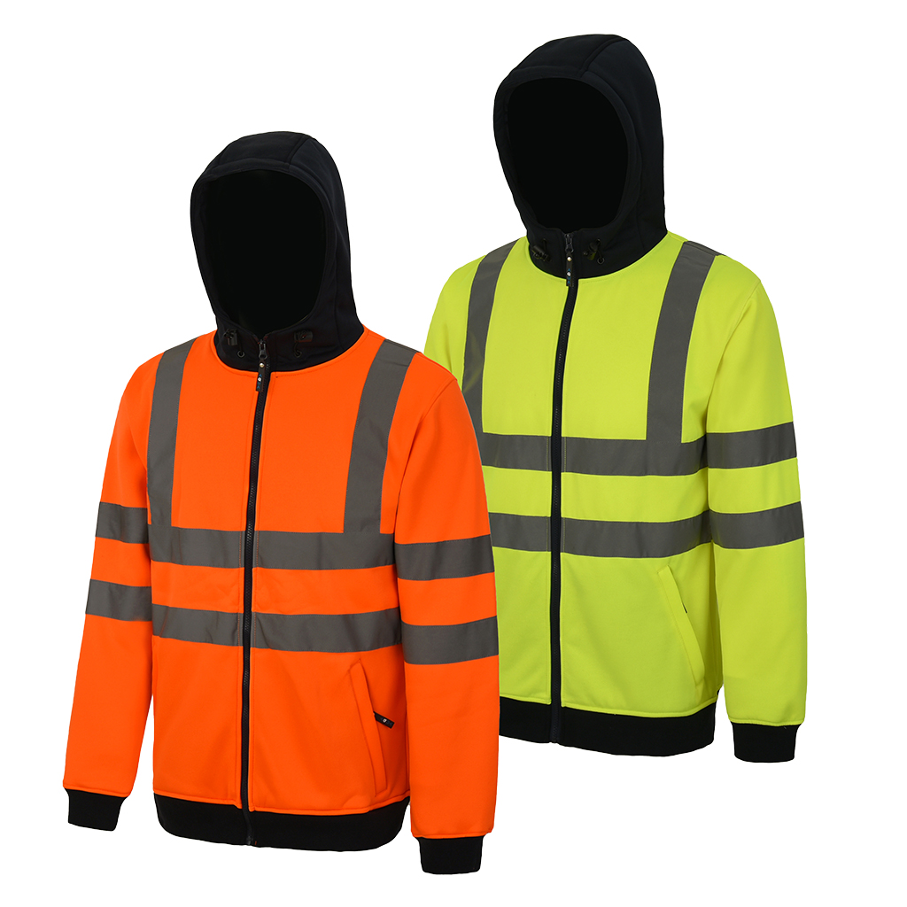 AQUA HI VIS FULL ZIP HOODED SWEATSHIRT EN ISO20471