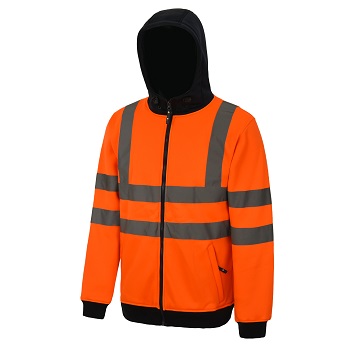 AQUA HI VIS FULL ZIP HOODED SWEATSHIRT EN ISO20471