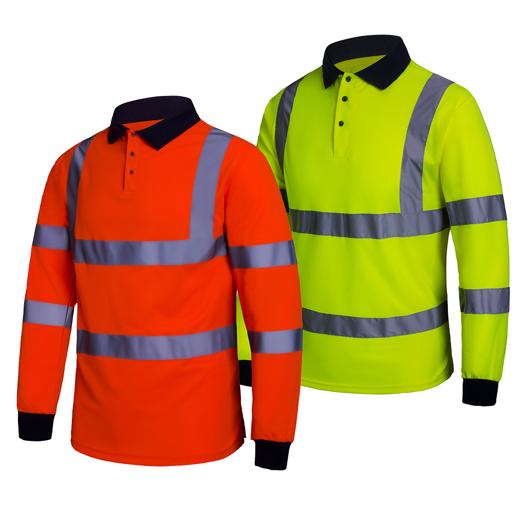 AQUA CLASSIC LONG SLEEVE HI-VIS  POLOSHIRT