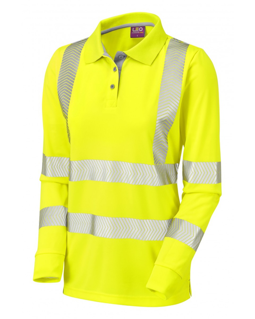 POLLYFIELD LADIES L-S COOLVIZ POLO