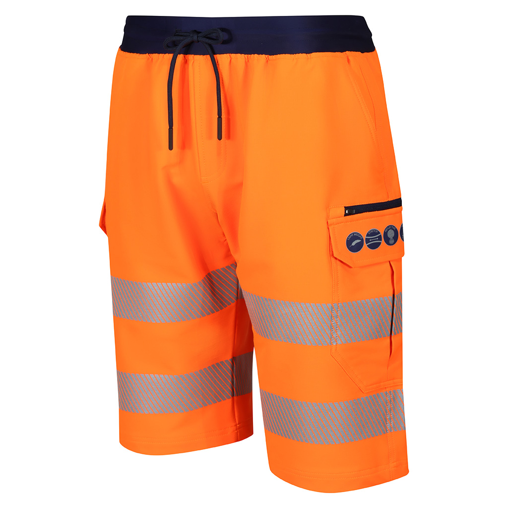 FGX HI-VIS BREATHABLE STRETCH CARGO SHORTS