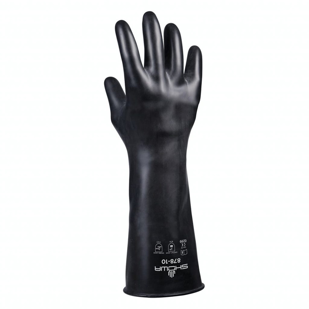 SHOWA 878 EN374 BUTYL RUBBER CHEMICAL GAUNTLET GLOVES