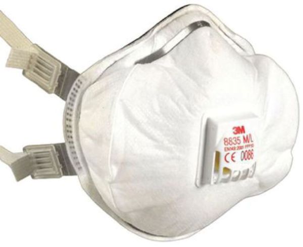 3M 8835 FFP3 DISPOSABLE VALVED DUST MASK (BOX OF 5) (292495)