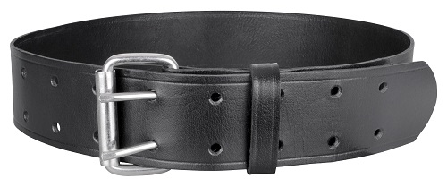 LEATHER 50MM DUTY BELT WITH 2 PRONG BUCKLE BLACK