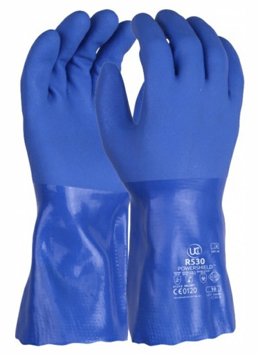 [GL379] R530 POWERSHIELD-BLUE TRIPLE DIP PVC CHEMICAL GAUNTLET