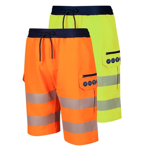 [TR236] FGX HI-VIS BREATHABLE STRETCH CARGO SHORTS